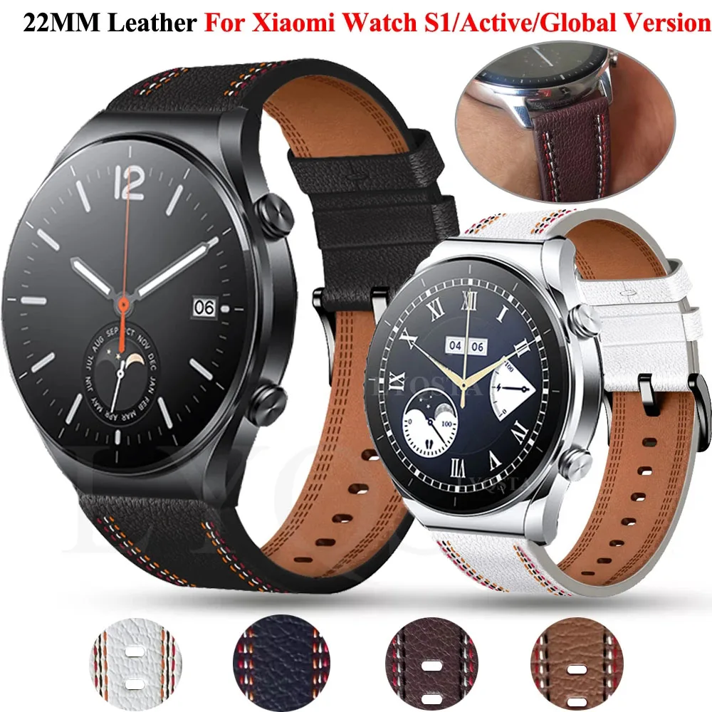 

Мягкий кожаный ремешок 22 мм для Xiaomi Watch S4 Sport S3 S2 42 мм 46 ммS1 Активный браслет для Mi Watch 2 Pro Браслет Smartwatch Band