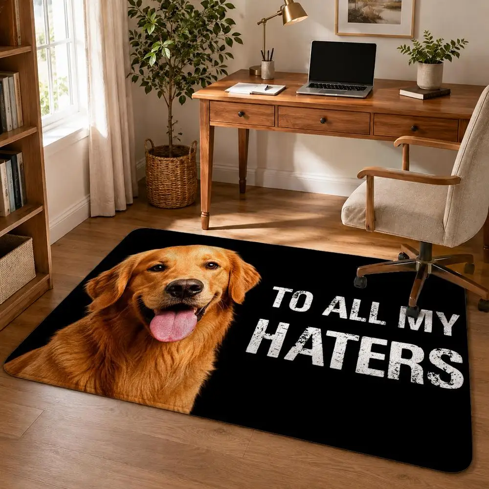 Haters Gonna Hate Dog Floor Mat Soft Flannel Rug Non Slip Washable Quick Dry Mat for Bathroom Bedroom Kitchen Home Decor
