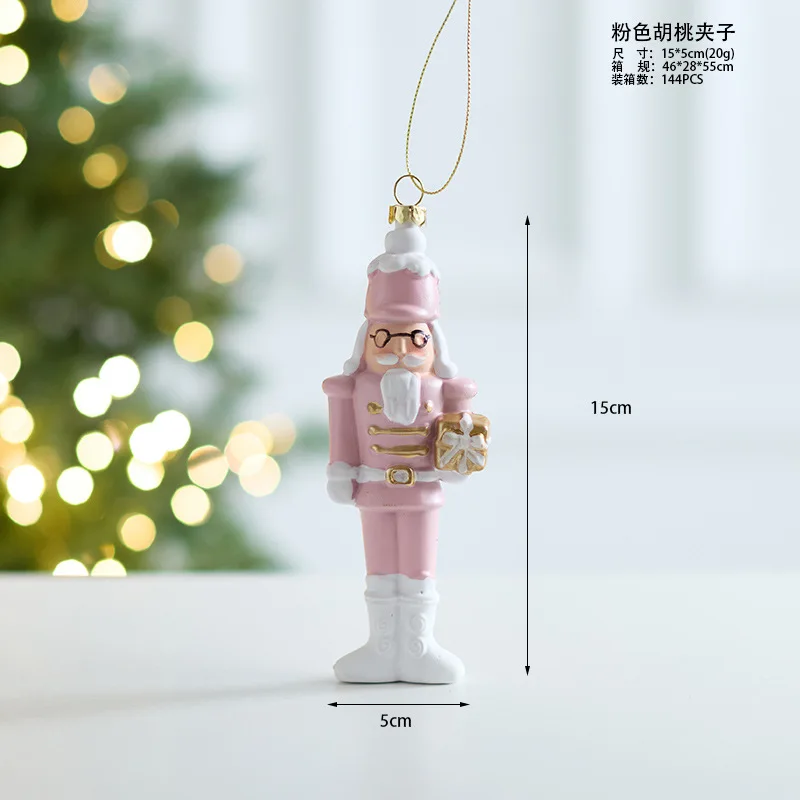 1Pc Pink Christmas Tree Hanging Christmas Gift Bag Car Soldier Hanging Christmas Painted Shaped Ball Hanging Decoration 2025 New