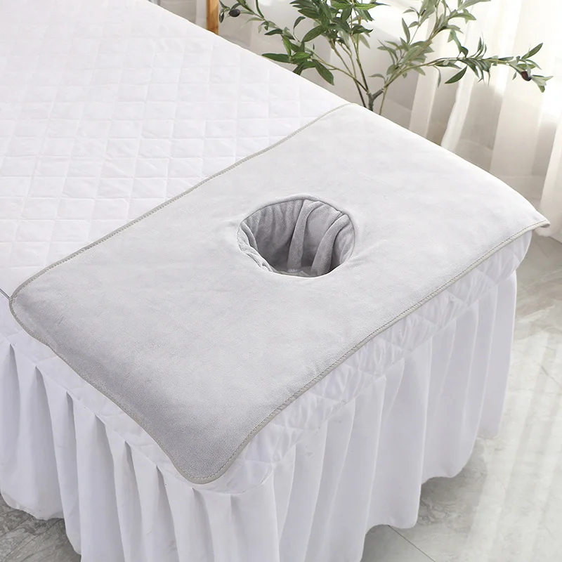 40*80cm Thickened Coral Towelling Beauty SPA Massage Face Towel with Hole Bed Bandana Massage Table Planking