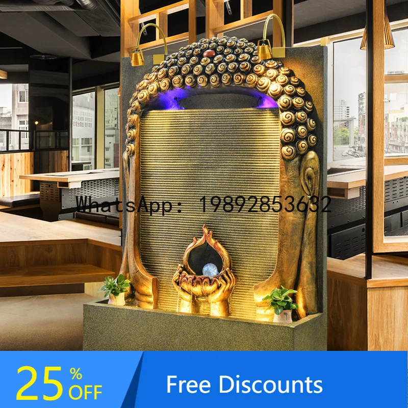 ZK Flowing Water Fountain for Living Room Office Home Feng Shui Wheel Opening Housewarming Flowing Water Wall Large Ornament
