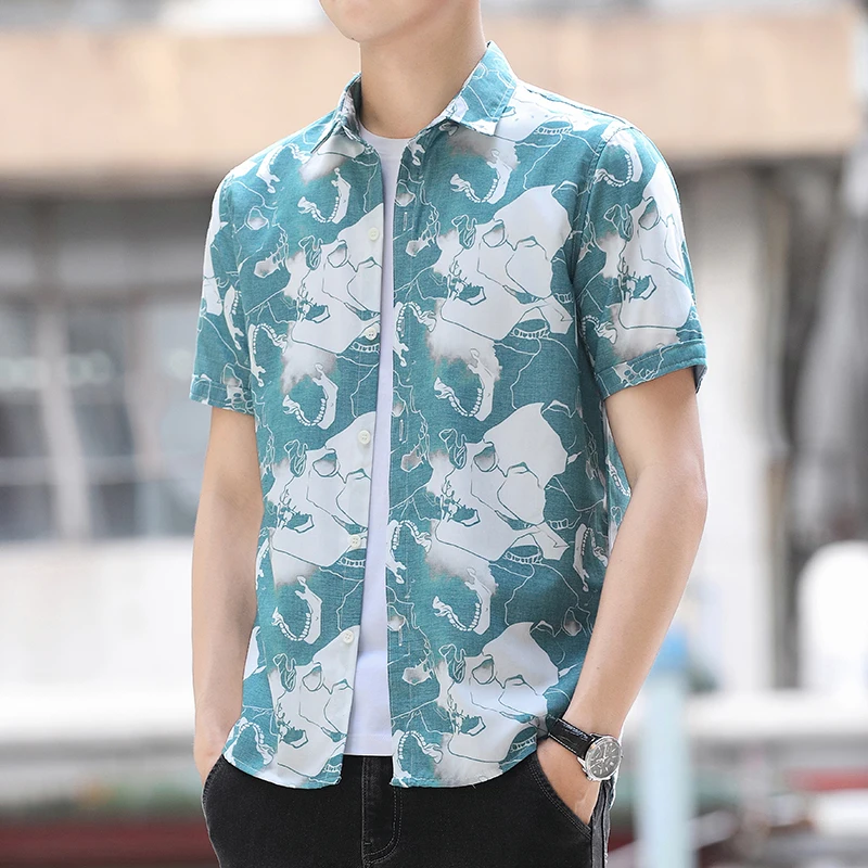 

2024new Summer Fashion Korean Edition Hong Kong Fashion Brand Printed Short Sleeved Polo Collar Versatile Cool Casual Shirt