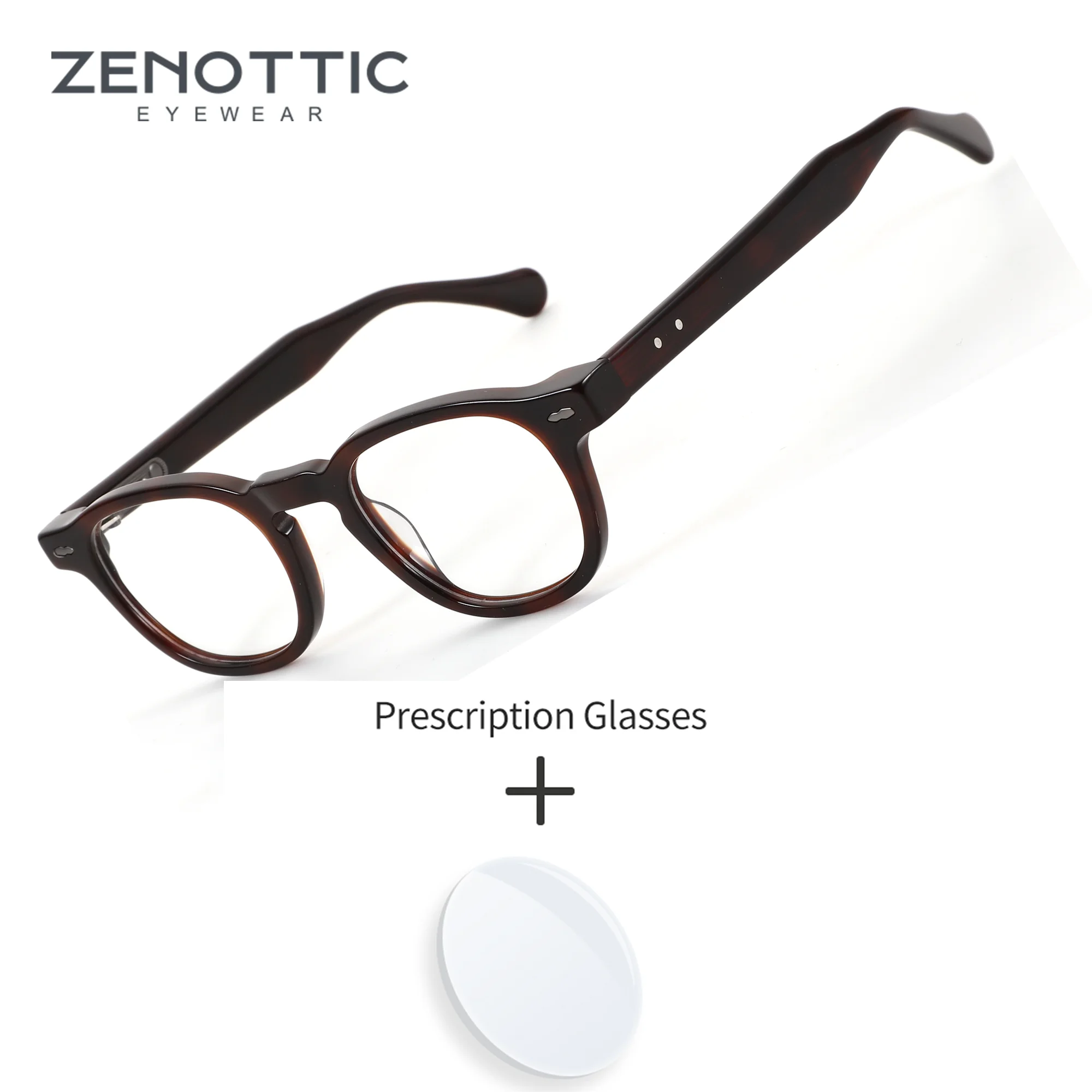 

ZENOTTIC Gender Neutral XS Size Round Acetate Optical Prescription Glasses Progressive Myopia Anti Blue Light Sleek Eyewear
