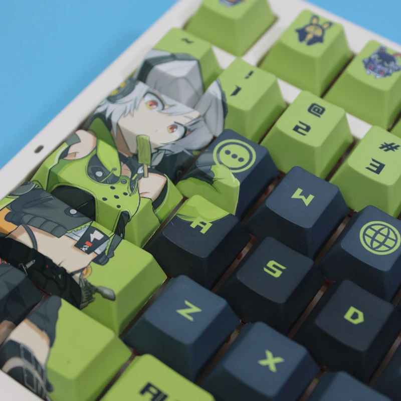 ‌Zenless Zone Zero Anime Artisan Anby Demara Keycap Custom Cartoon Cherry Profile Gaming Keycaps for Mechanical Keyboard Gift