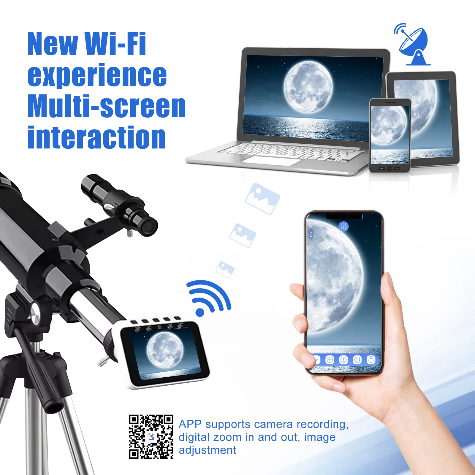 Datyson 2X0051A electronic eyepiece with 2.8-inch display screen, WIFI capability, and HD photo and video recording, compatible with Mobile Phones and Computers