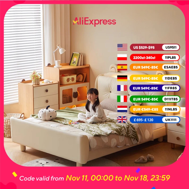 

Princess Soft Girls Children Bed Lights Modern Design White Loft Children Beds Frame Baby Lit De Chambre A Coucher Furniture