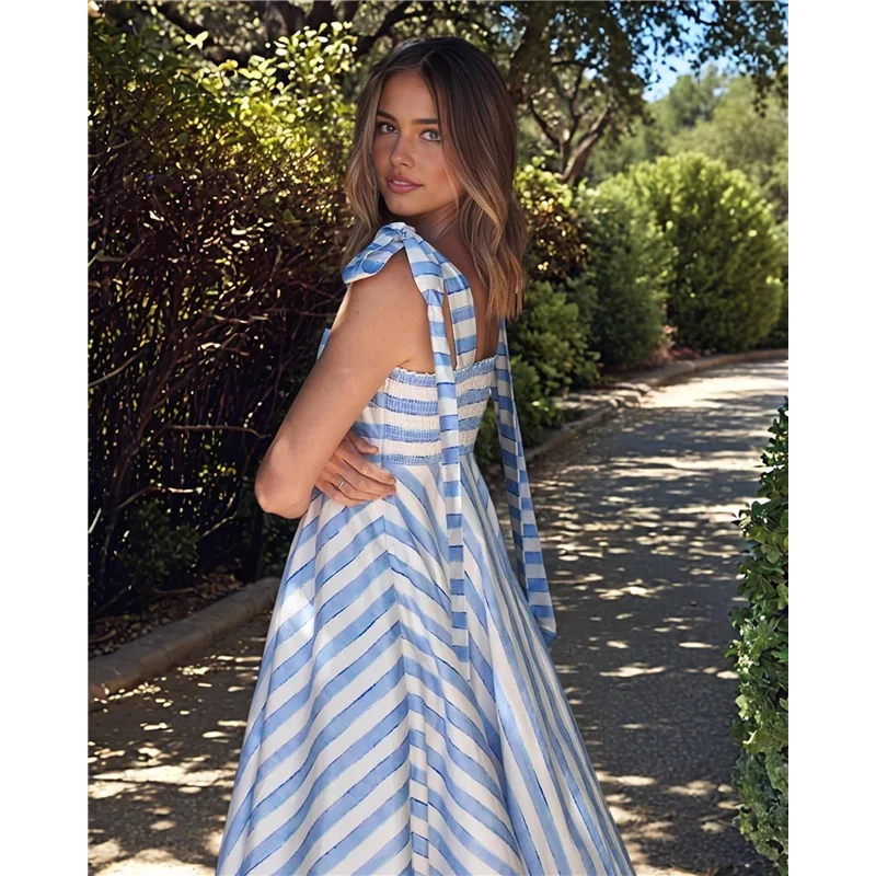 ABRT-Mulher verão floral sem mangas maxi vestido casual alça espaguete em camadas flowy praia vestido longo