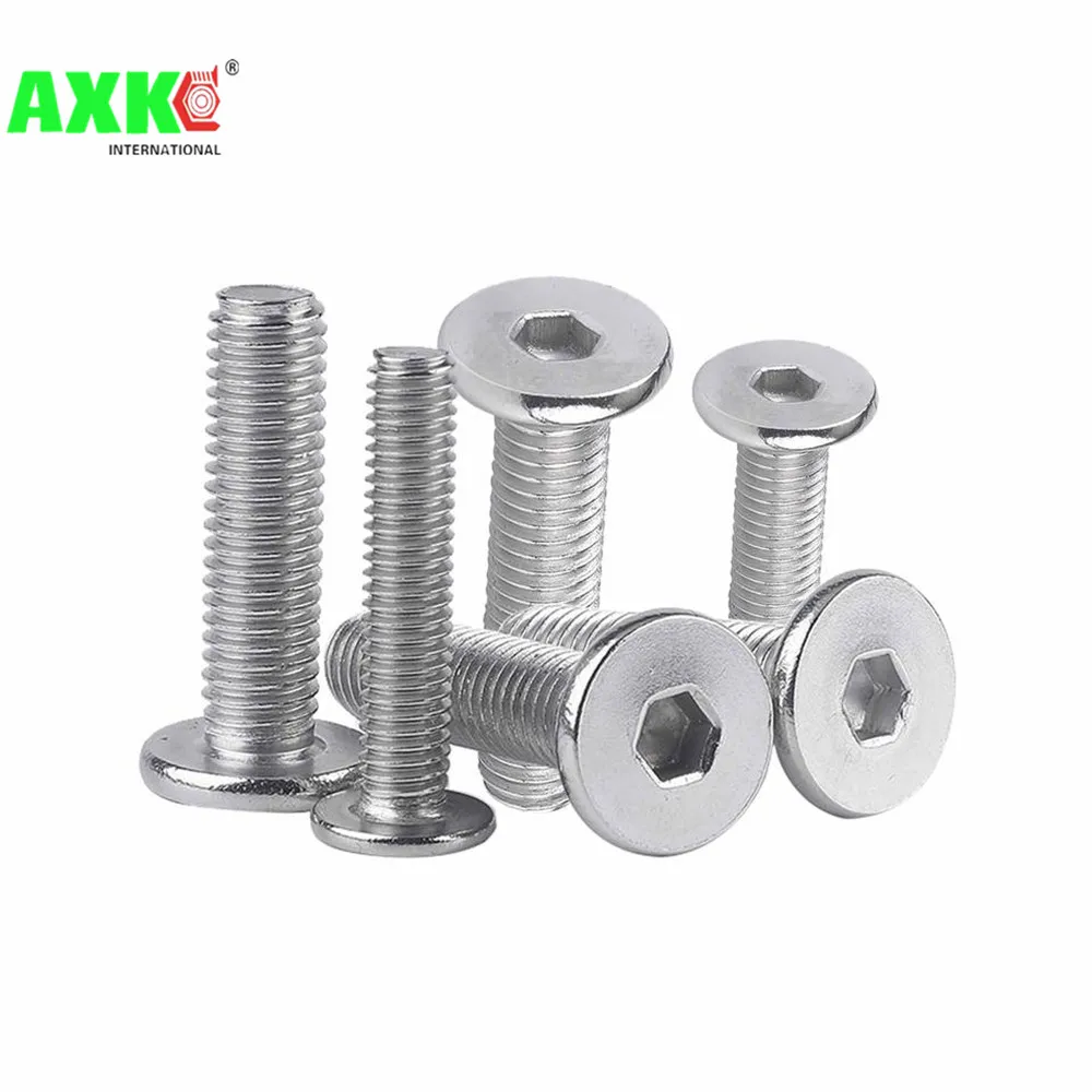 5/50pcs CM M2 M2.5 M3 M4 M5 M6 M8 A2-70 304 Stainless Steel Hex Hexagon Socket Ultra Thin Super Low Flat Wafer Head Screw Bolt