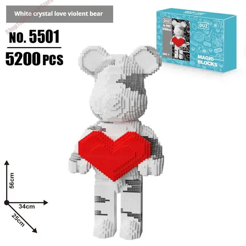 

35cm Violent Bear Block Building Blocks Toys Big Size DIY Valentine Day Figure Display Art Home Decoration Toy Kids Navidad Gift