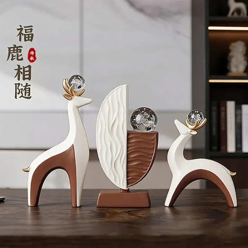 for Creative Home Lucky Deer Ornament Pair Light Luxury High End Entrance Living Room Wine Cabinet TV Cabinet Office