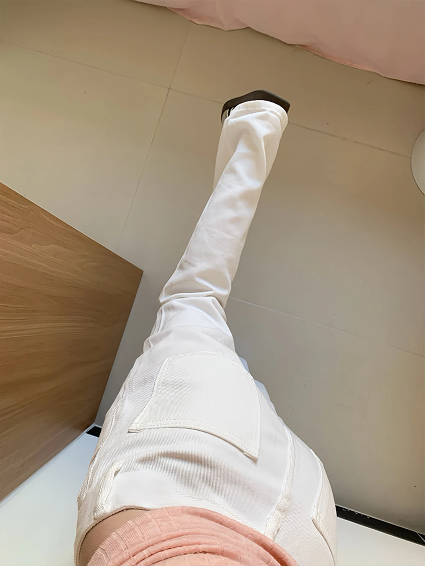 

White Bell Bot Jeans Men's Straight Leg Knife Spring American High Street Sle Wear Resistant Casual Straight Jeans