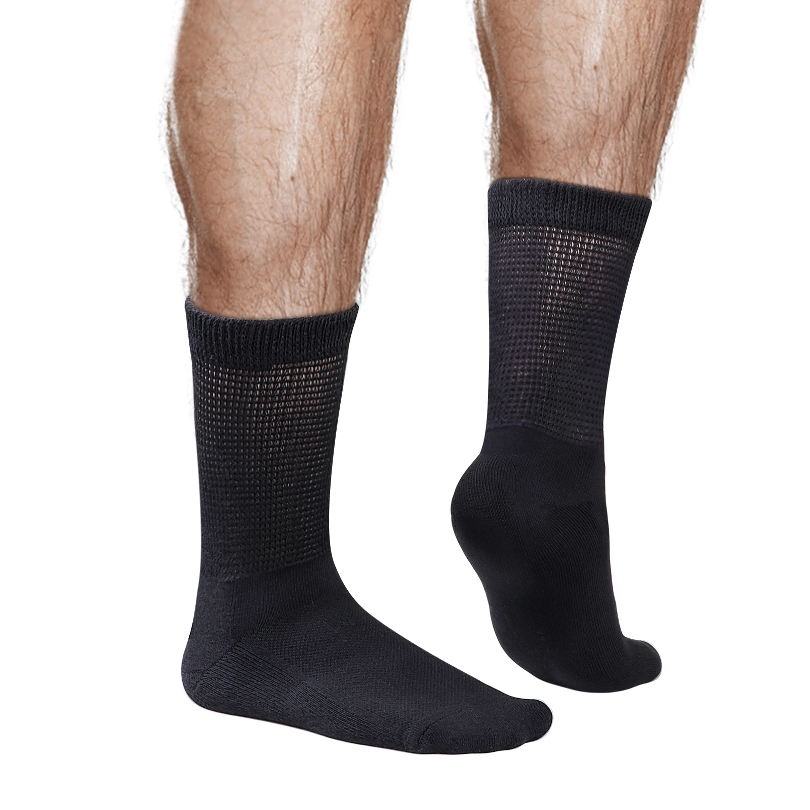 YUEDGE Men Bamboo Loose Diabetic Ankle Socks, Soft Seamless Toe & Non Binding Socks, Wide, Thin & Stretchy, 5 Pairs