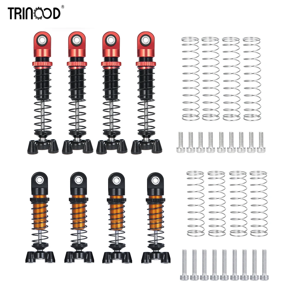 TRINOOD 4Pcs Aluminum Alloy Shock Absorber for 1/18 Kyosho Mini-z Jimny 1/24 Wrangler Hilux  RC Crawler Car Model Upgrade Parts