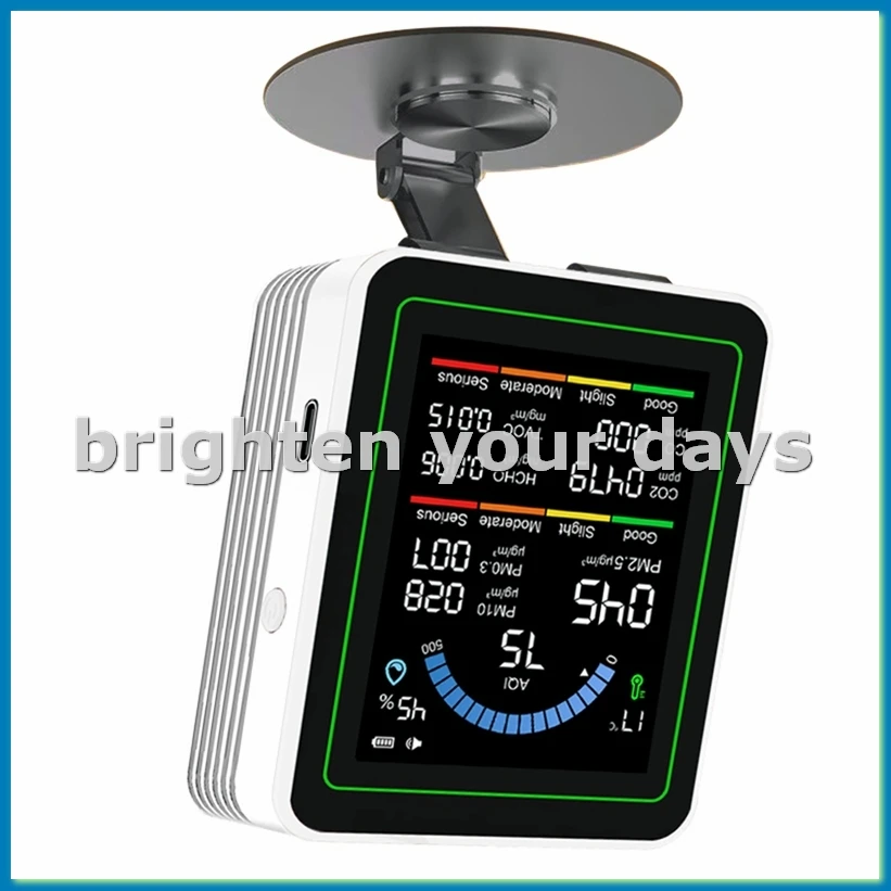 10 in 1 Air Quality Monitor Detector CO 2 TVOC PM2.5 Detector Temperature and Humidity Air Quality Monitor White-A79U