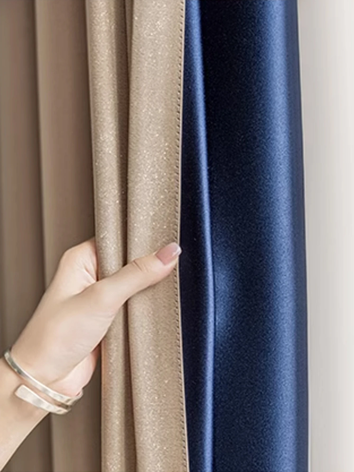 1pc Blackout Curtain and Solid Voile Cream White Curtain For Living Room and Bedroom With Noise Reducing and Privacy Window Drap