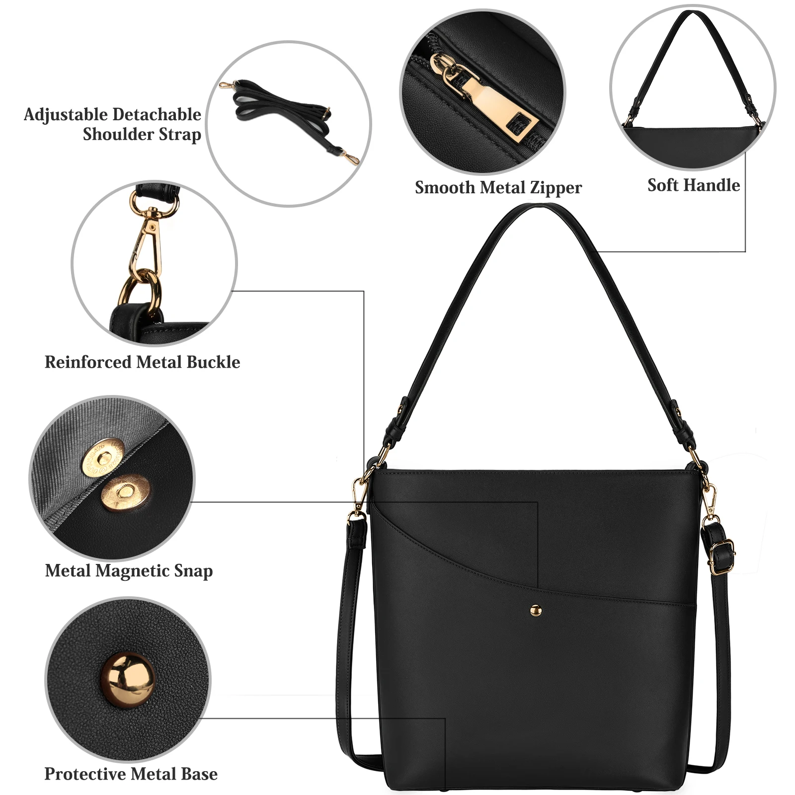 حقيبة كتف نسائية من Lubardy مصنوعة من جلد البولي يوريثان مع حقيبة يد كلاسيكية بحزام قابل للتعديل #4