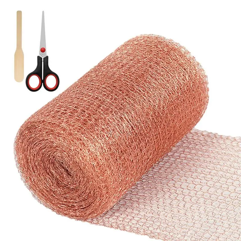 

Copper Mesh Roll Rustproof Mice Barrier Mesh Pack Tool Multifunctional Flexible Hole Covers Copper Wire Mesh Roll for Attic Vent