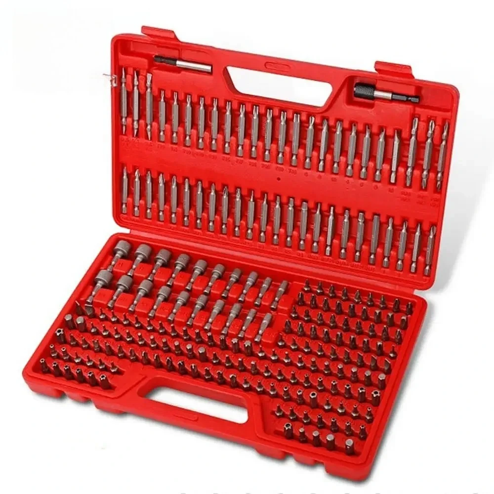 S2/Cr-V Steel SAE Metric Torx Screwdriver Set 208/ 214Pcs Security Bit Set Phillips Slotted Hex Square Sturdy and Durable Tool