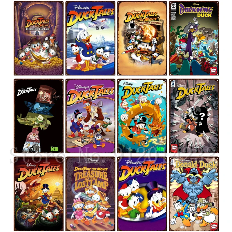 

Disney Cartoon Anime Metal Sign Ducktales Characters Vintage Tin Plates for Kids Room Home Wall Decor Print Metal Plaques