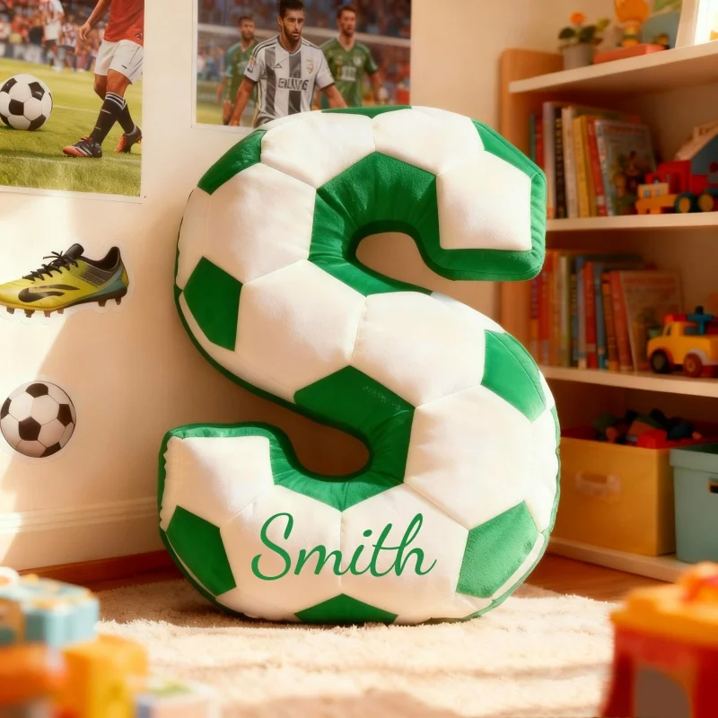 Personalized Soccer Ball printed Letter Pillow Custom Initial Pillow With Name Soccer Ball Pillow Sport Lover Gift