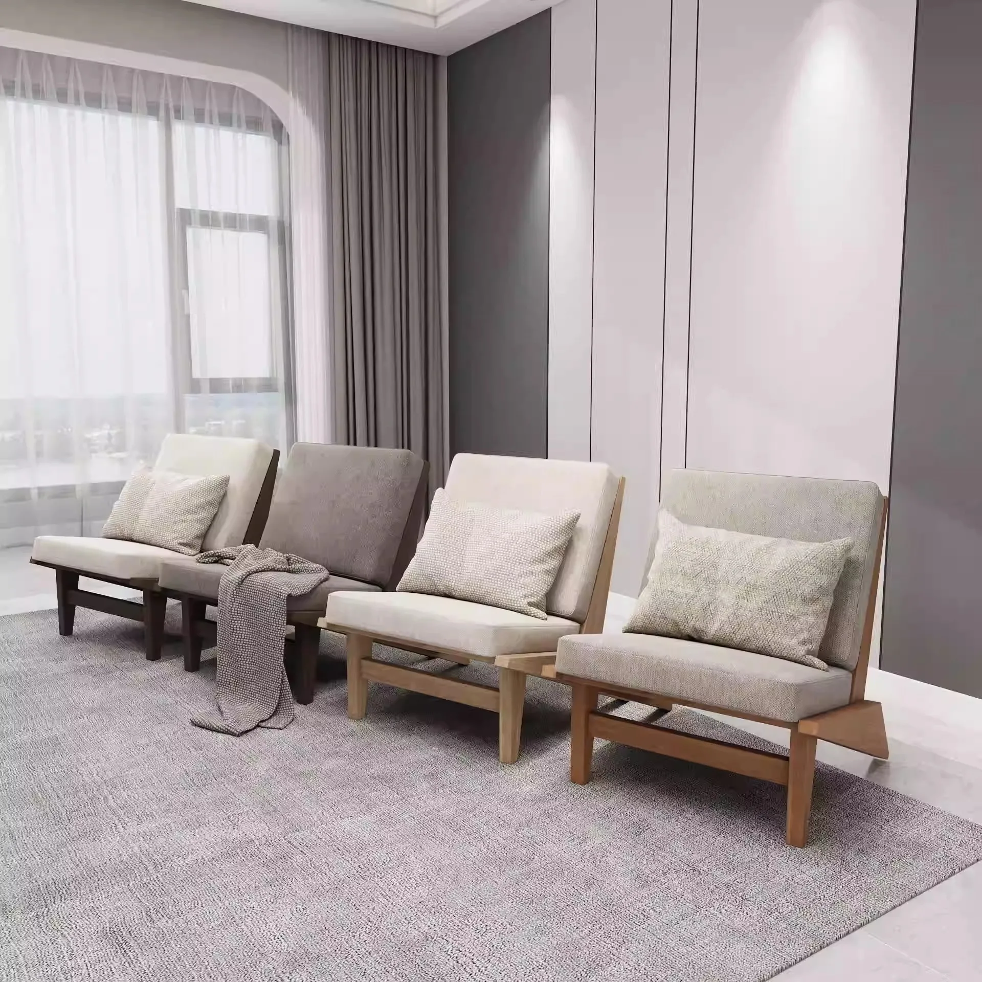 بسيطة، فاخرة خفيفة، قماش، كرسي أريكة، خشب متين، وابي سابي، نورديك #2