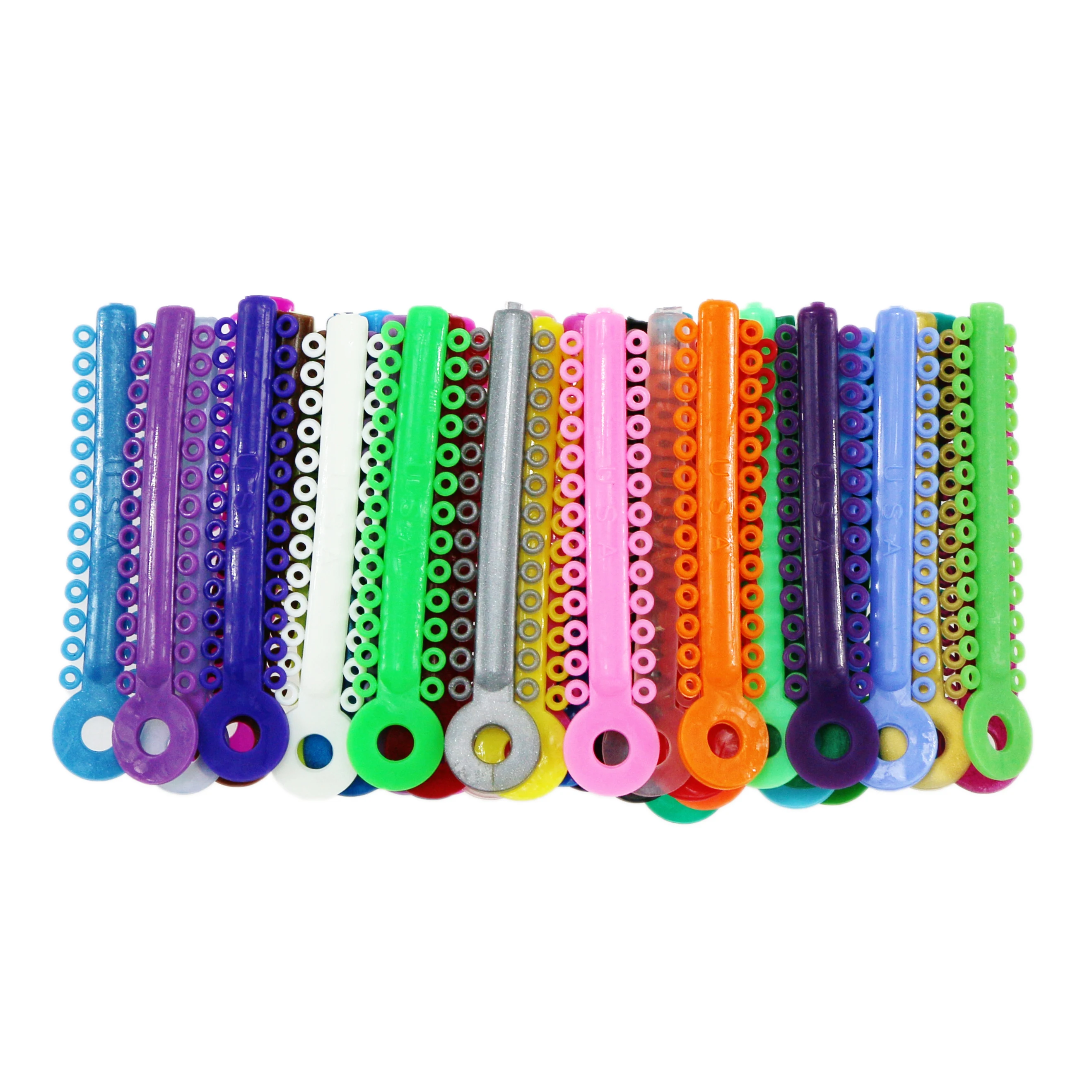 1040Pcs/Bag Dental Orthodontic Ligature Ties Elastic Rubber Bands Black Silver Grey Clear Transparent Color Multicolour Colorful