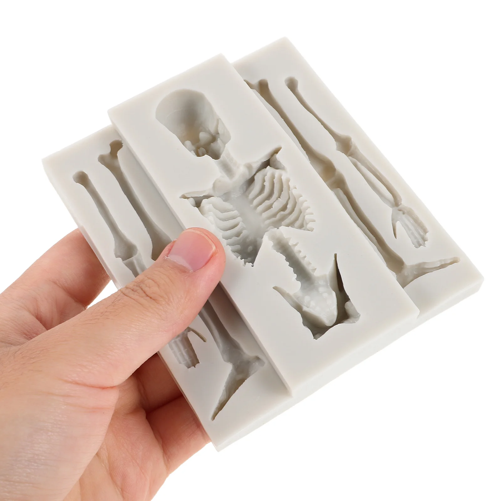 

2Pcs Halloween Baking Molds Silicone Skull Fondant Candy Cookie Pudding Molds Intricate Design Heat Resistant Reusable