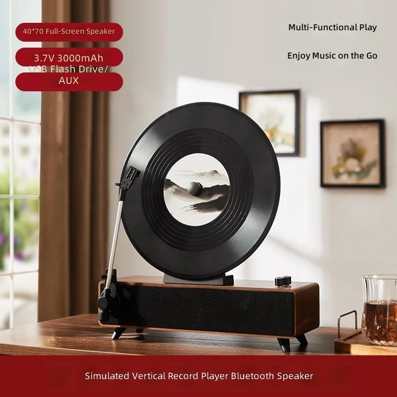New Vertical Vinyl Record Player Desktop Emulation Phonograph Bluetooth U Disk Music Player Audio Home Living Room