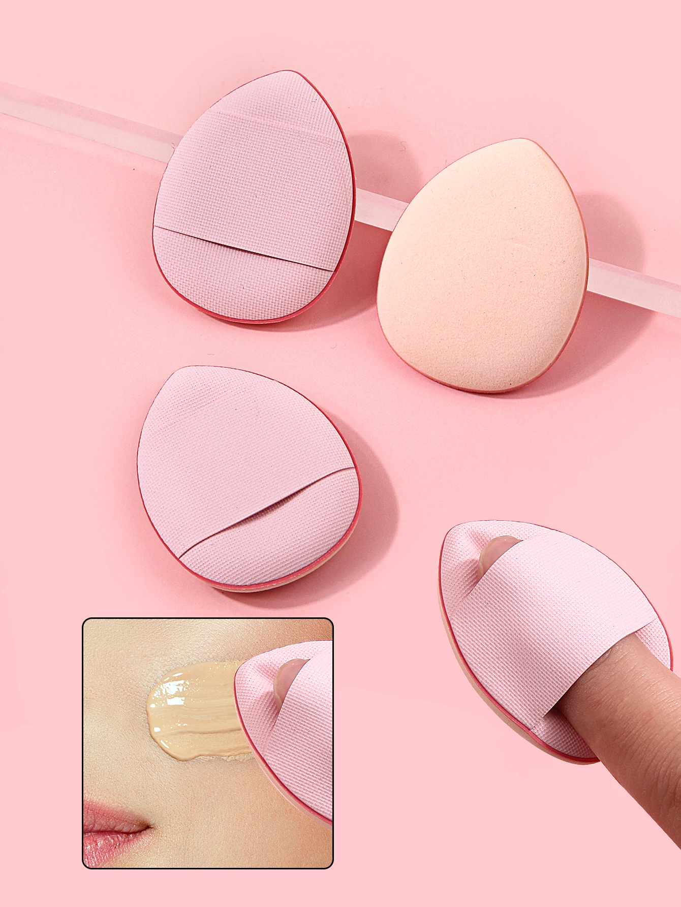 15PCS Makeup Brush Cushion Puff Set Pink Kabuki Foundation Powder Concealer Eyeshadow Eyebrow Brushes Mini Triangle Puff