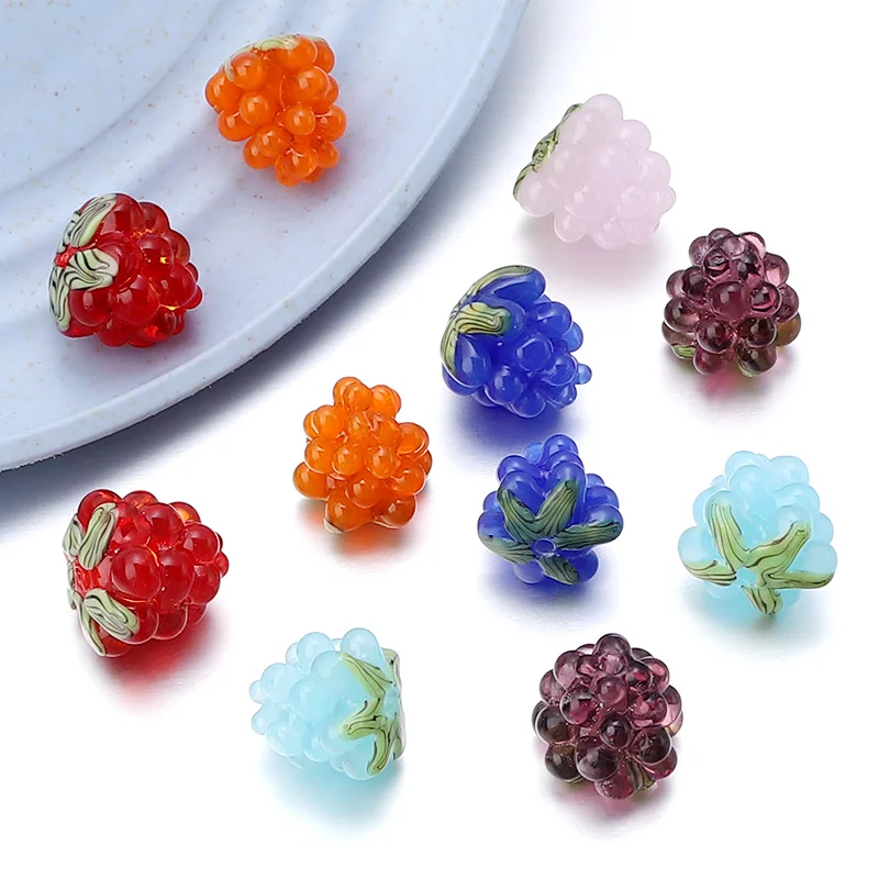 Lampwork Himbeerperlen 2 Stück/Set Frucht-Glasperlen für Anhänger Halskette Armband DIY Herstellung Kostenloser Versand – Detail 2