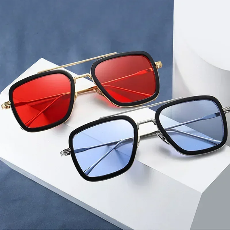 Gafas de sol de diseñador de marca Iron Man Tony Stark para hombre, gafas de sol cuadradas para deportes al aire libre, gafas de sol para conducir, gafas de sol para hombre Spider