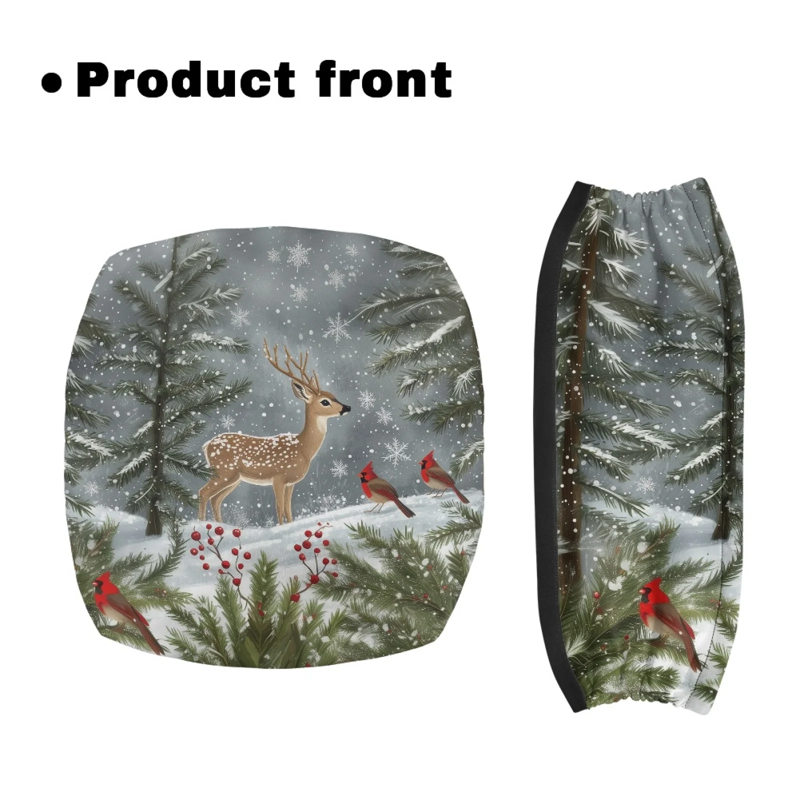 Coloranimal Winter Snow 2 Pcs Walker Seat Covers Featuring Pine Deer Bird Pattern, Removable Covers for Elderly Outdoor Walk view 2