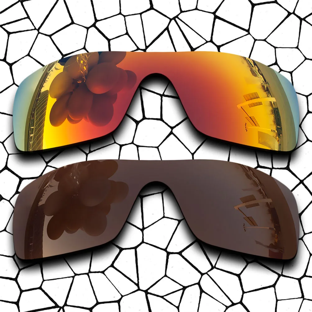 

Fire Red & Brown Lenses Replacement For-Oakley Batwolf OO9101 Polarized Sunglasses