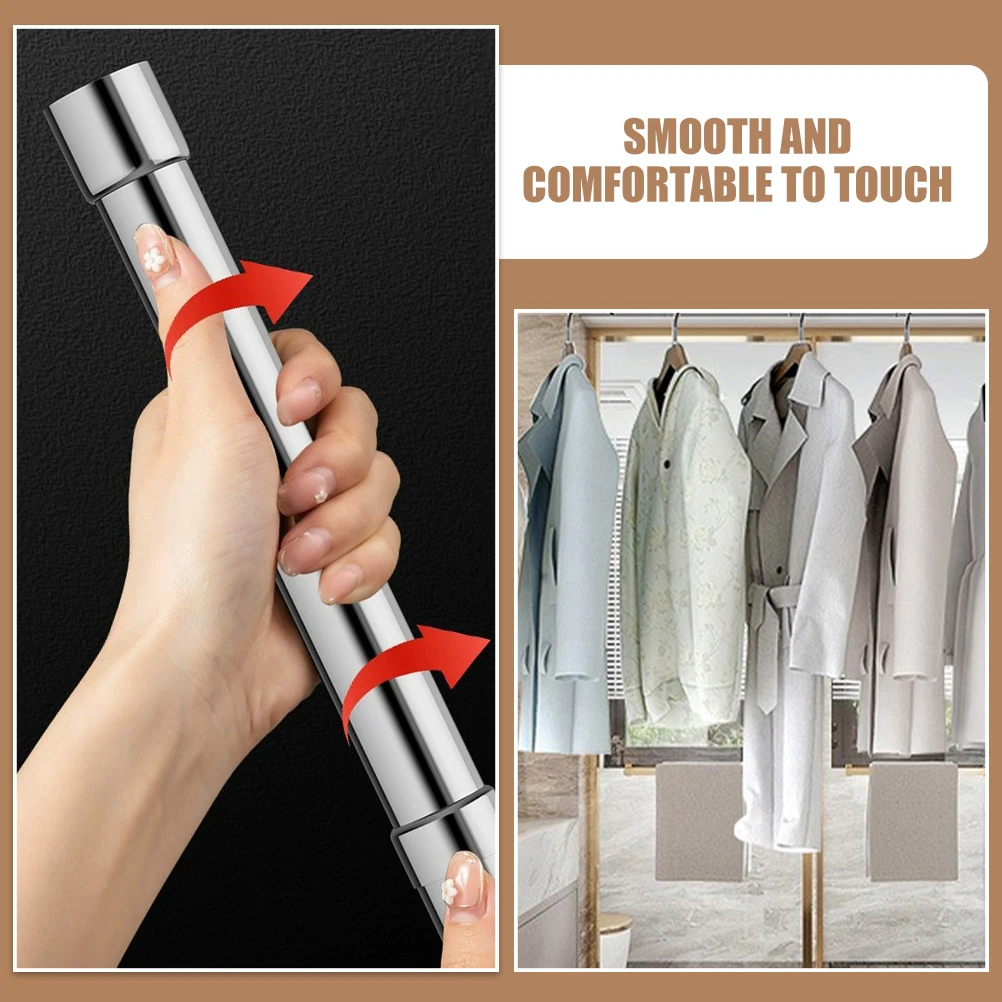 

Adjustable Telescopic Laundry Rod Stainless Steel No Drill Easy Install Smooth Surface Home Use Clothes Drying Pole Closet