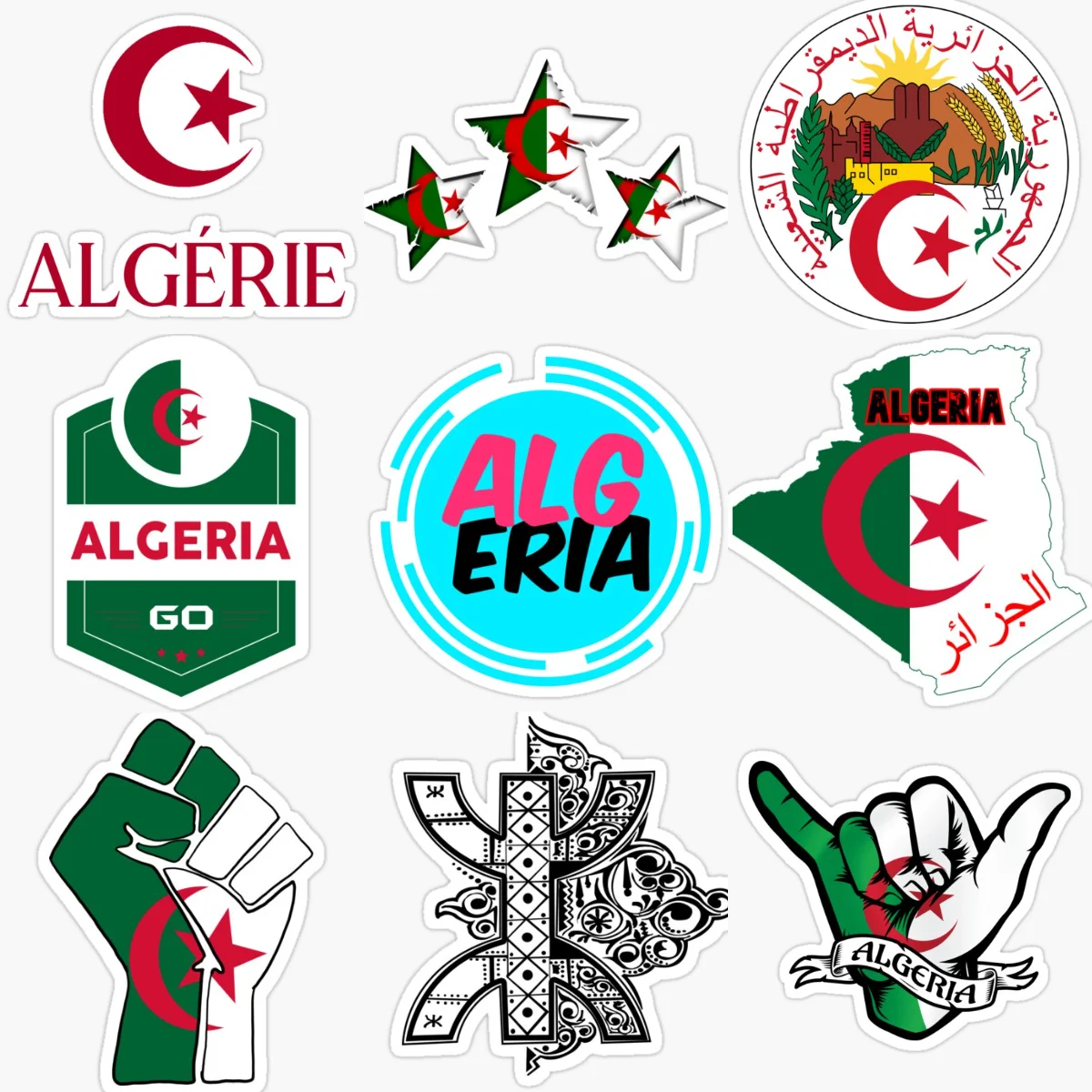 

Algeria Flag Map Emblem Waterproof PVC Stickers for Car Bicycle Motorcycle Helmet Window Fridge Wall Decoration Accessories
