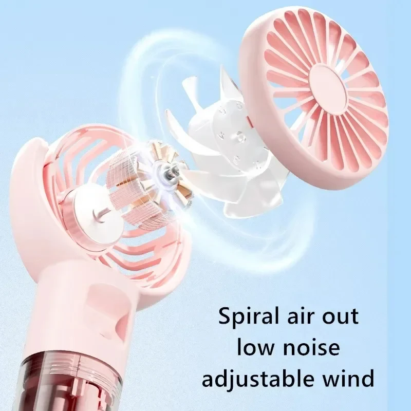 Handheld Fan Spray Water Replenishing Fan USB Rechargeable Portable 4 Speeds Spray Foldable Mini Personal Fan For Home Office