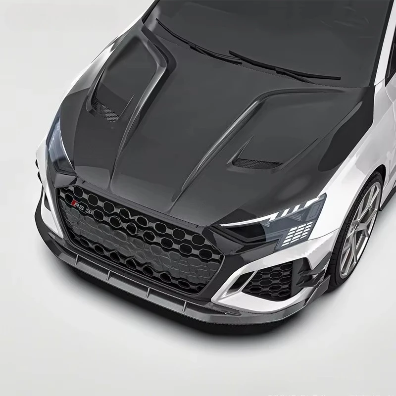 Paktechz Dry Carbon Fiber Body Kit Engine Hood for Audi RS3 S3 8Y Sportback Saloon Sedan