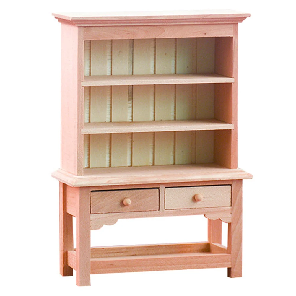 Mini Wardrobe Ornaments Furniture Decorate Models Wood Wooden Cabinet Miniature Bookcase Adornment