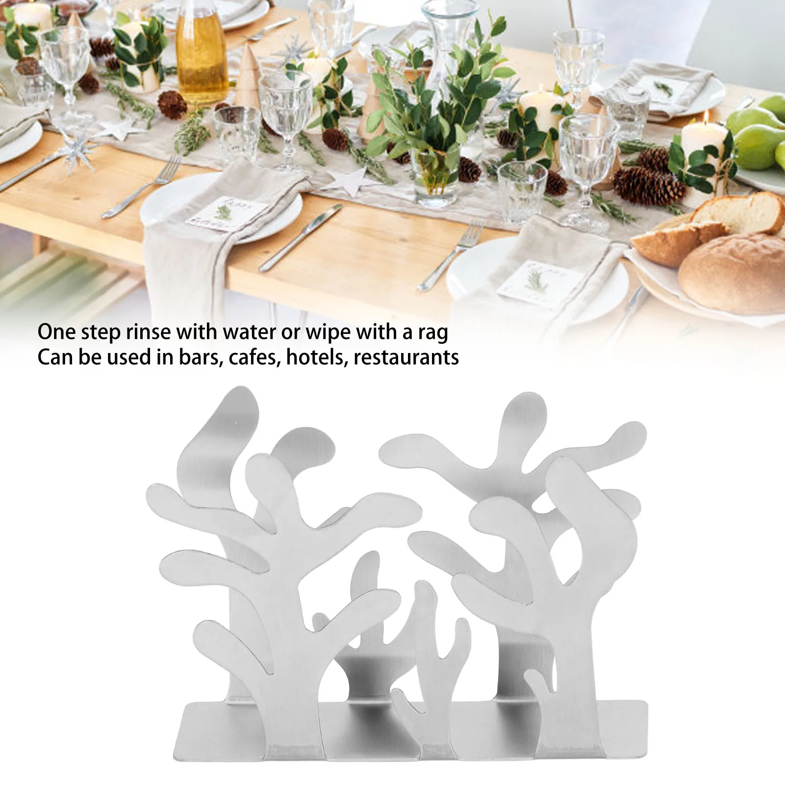 Coral Metal Napkin Holder Multifunction Iron Art Vertical Napkin Holders Desktop Storage Rack For Bar Hotel