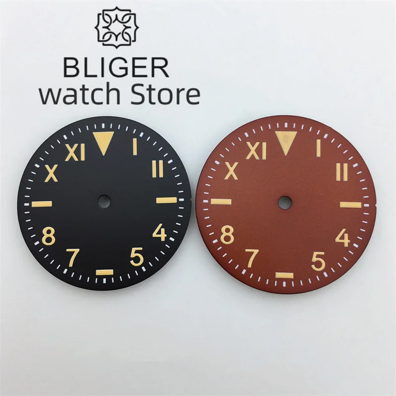 BLIGER Black brown watch dial fit NH35 NH36 ETA 2836 2824 PT5000 Miyota 8205/8215/821A Mingzhu DG2813/3804 movement