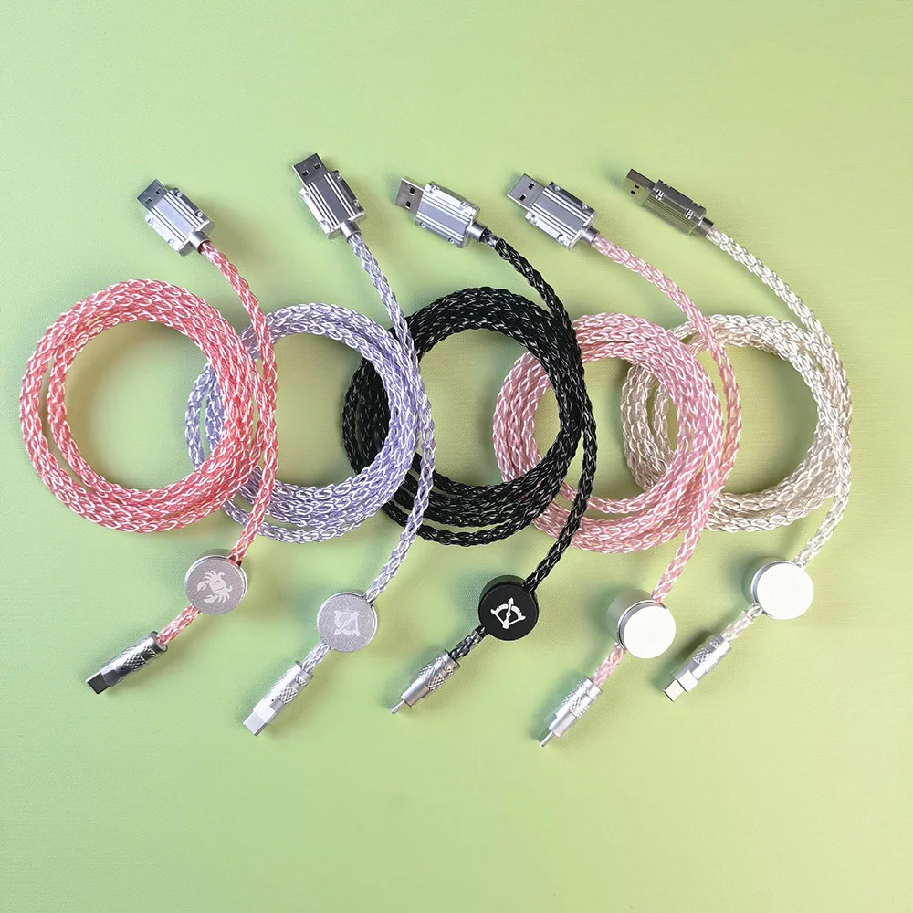 Single‑Crystal Copper Keyboard Cable With RGB Lighting Effect 8K Magnetic‑Shaft Data Cable Magnetic Type‑C Charging Cord