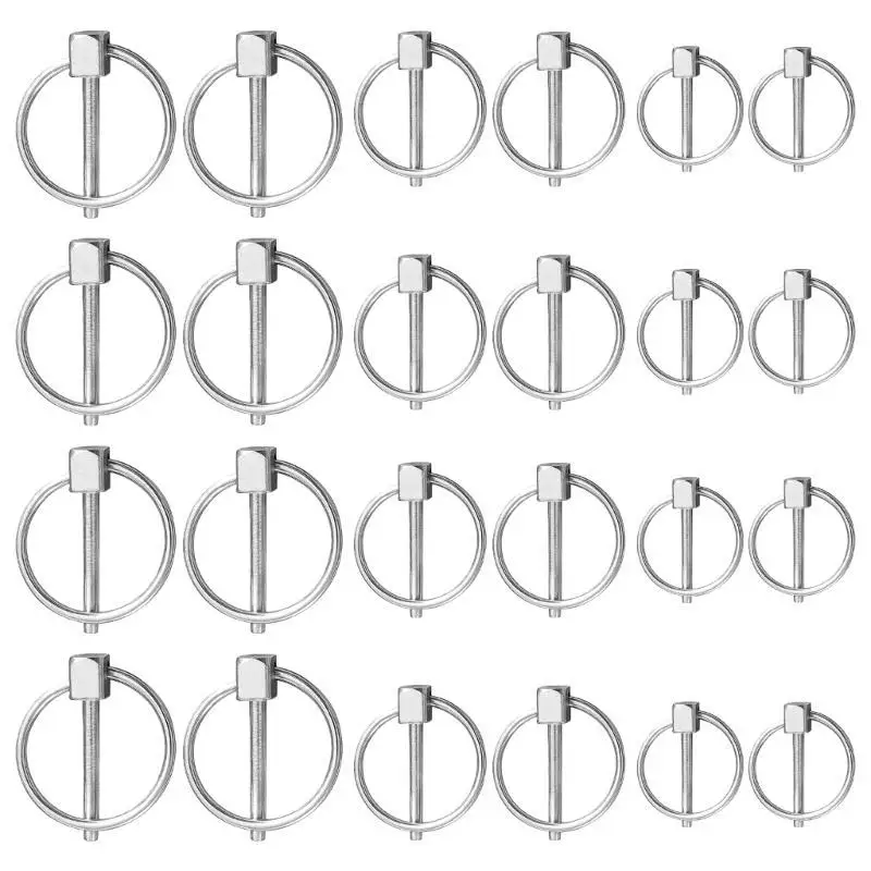 8Pcs Stainless Steel Round Safety Pin Lynch Linch Pin Retaining Clip Trailer Lock Pin Marine Hardware Enduring Rustproof