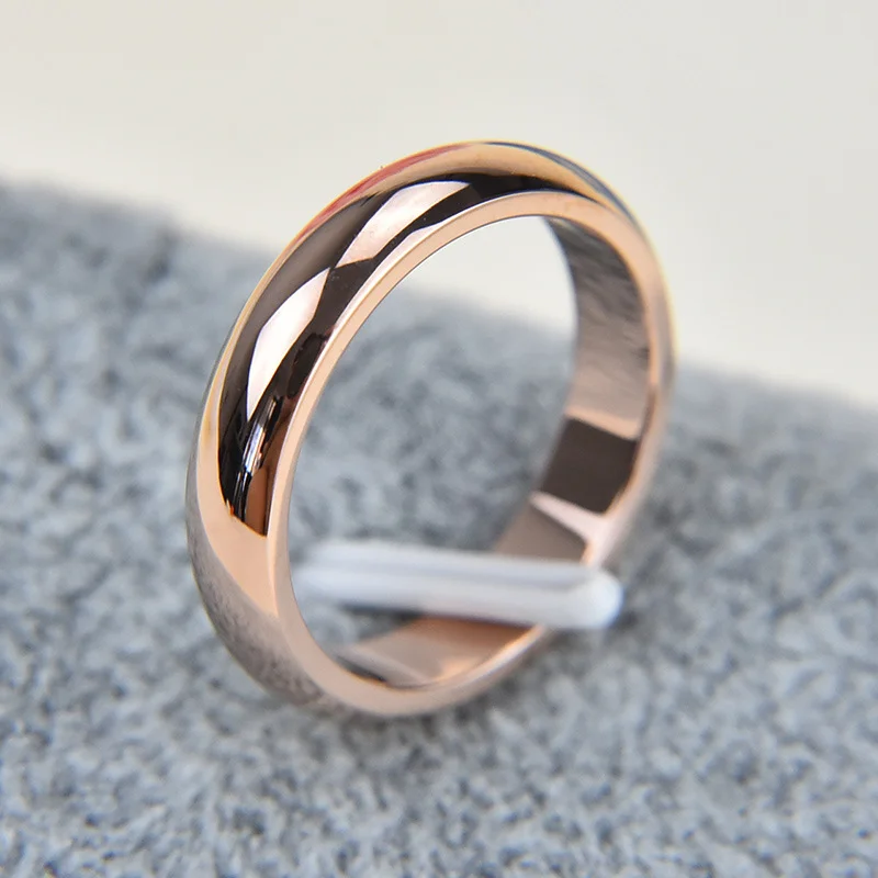 

4mm Gold Color Stainless Steel Wedding Ring for Women Fashion Simple Couple Charm Jewelry Engagement Gift