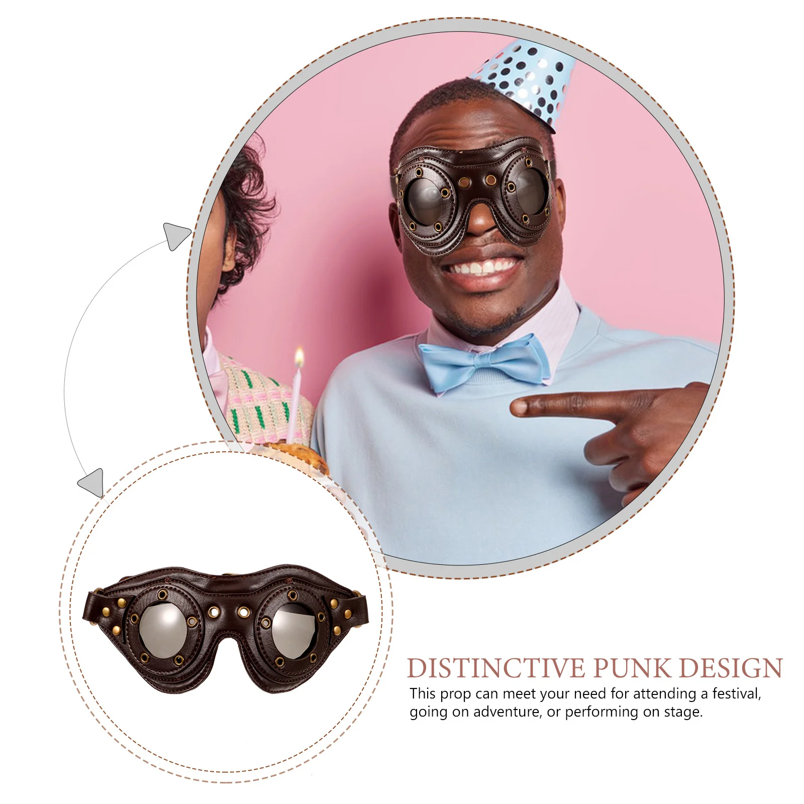 

Punk Goggles Vintage Steampunk Style Durable Comfortable Protective Lenses Outdoor Party Performance Punk Goggles