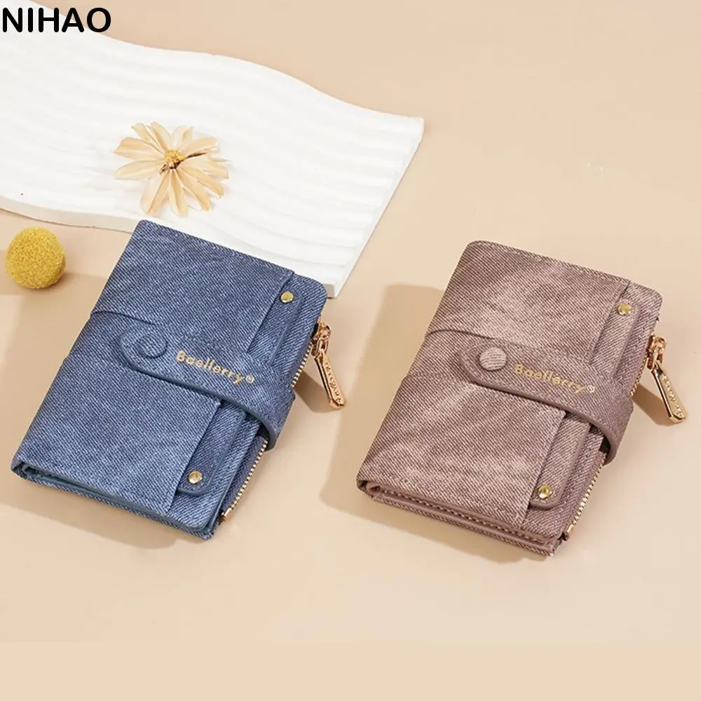 

Elegant Women Short Wallet Pu Leather Large Capacity Brand Female Purses Zipper Closure Compact Business Card Holder Lady
