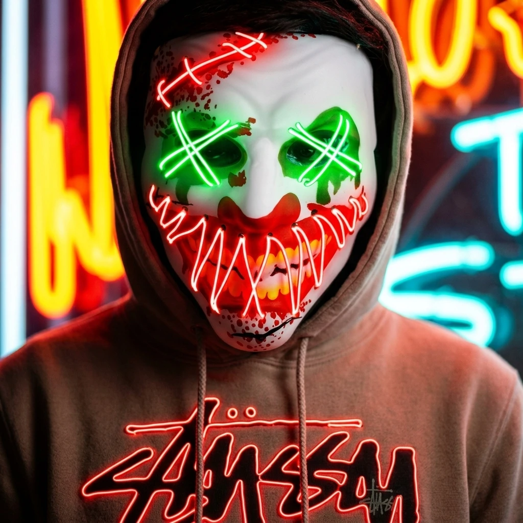 LED Neon Masker Lichtgevend En - Men Accessories For Suit recensie en prijs