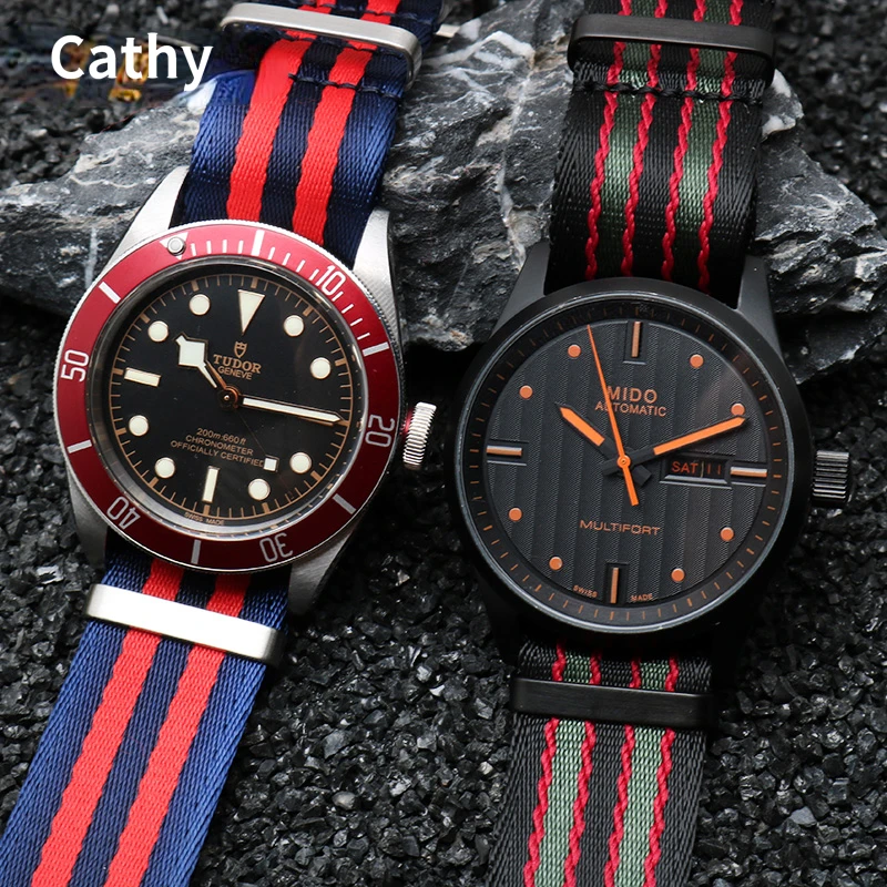 Thicken Nylon Watch Strap for Rolex Water Ghost Omega Tudor Mido Waterproof Sweat-Proof Comfortable Watchband 20 22mm Wristband