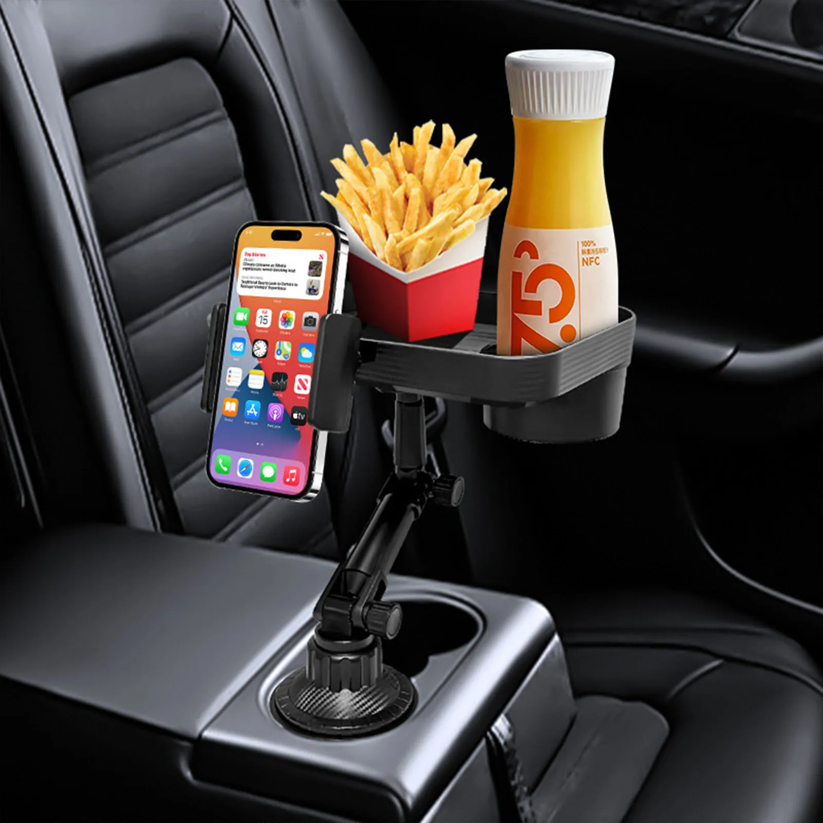 Soporte Universal para teléfono y taza de coche, bandeja con rotación de 360 grados, ranura para mesa, soporte ajustable para bebidas organizado de alimentos, accesorios para coche