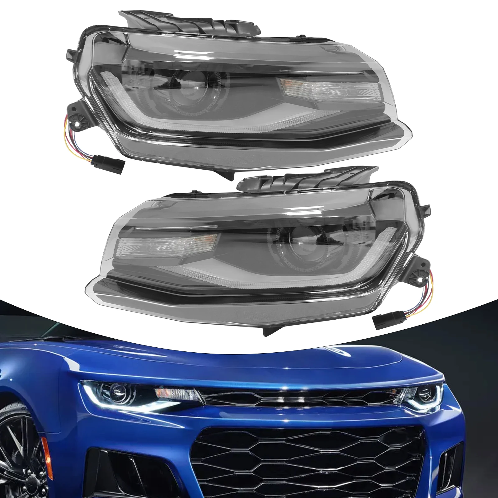 

СВЕТОДИОДНЫЙ DRL фара для 2016 2017 2018 2019 2020 2021 Chevy Camaro HID/Xenon светодиодный DRL фара проектора, замена правой фары