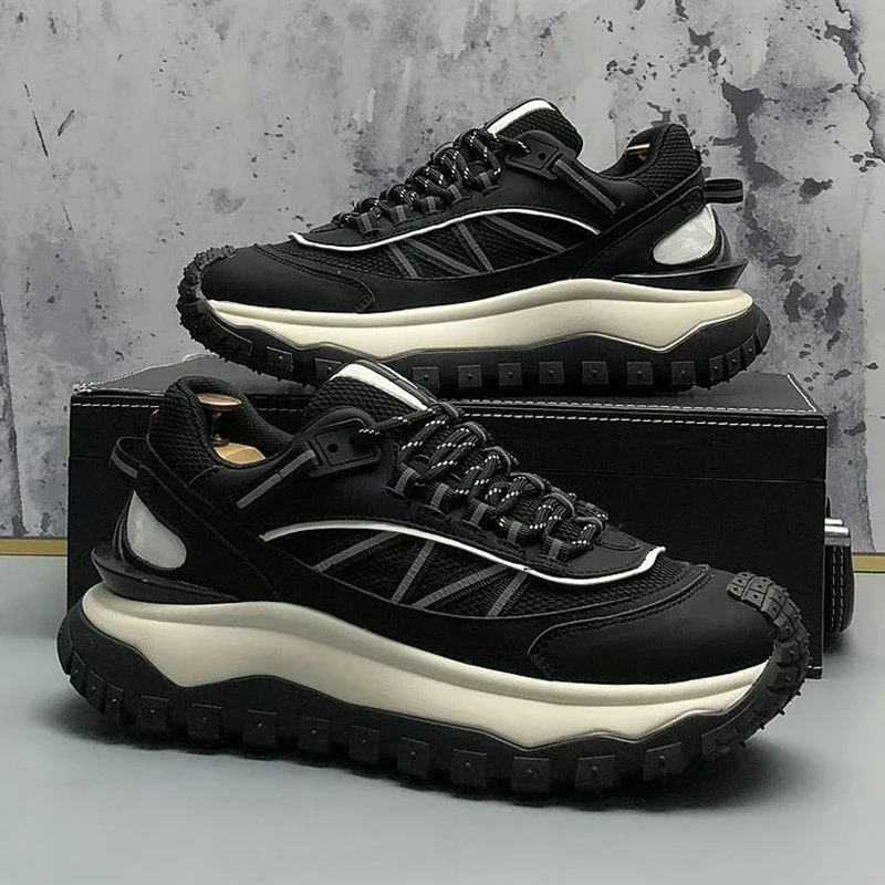 New Vintage Sneakers Casual Shoes Men Mesh Breathable Thick Sole Height Increasing Lace Up Shoes Male Flats Brown Black White